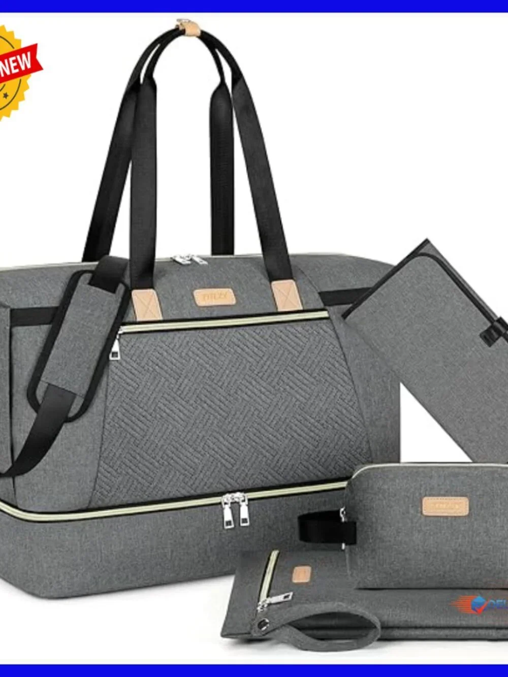 Large Nylon Diaper Bag Tote with Changing Pad, Insulated Pockets, Stroller